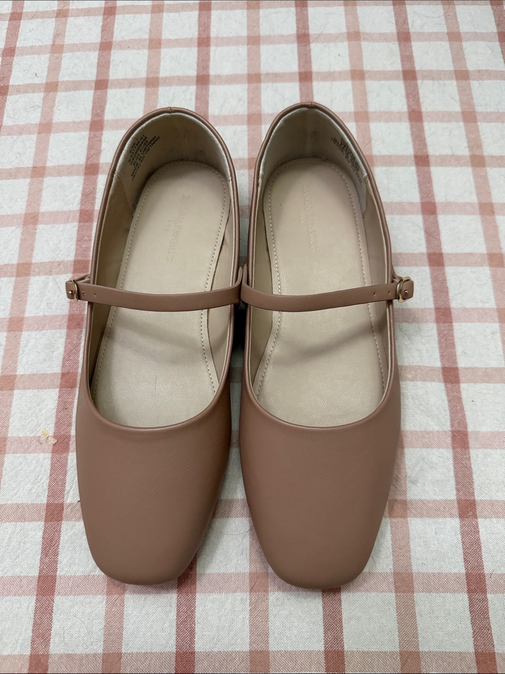 Banana Republic Nude Pink Mary Jane Flats with Gold Buckle